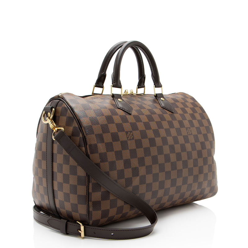 Louis Vuitton Damier Ebene Speedy Bandouliere 35 Satchel (SHF-8UjMW0)