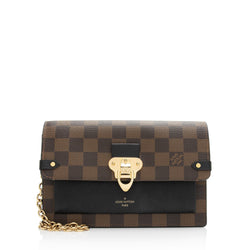 Dark Brown damier Ebene Leather Strap for LV Louis Vuitton 