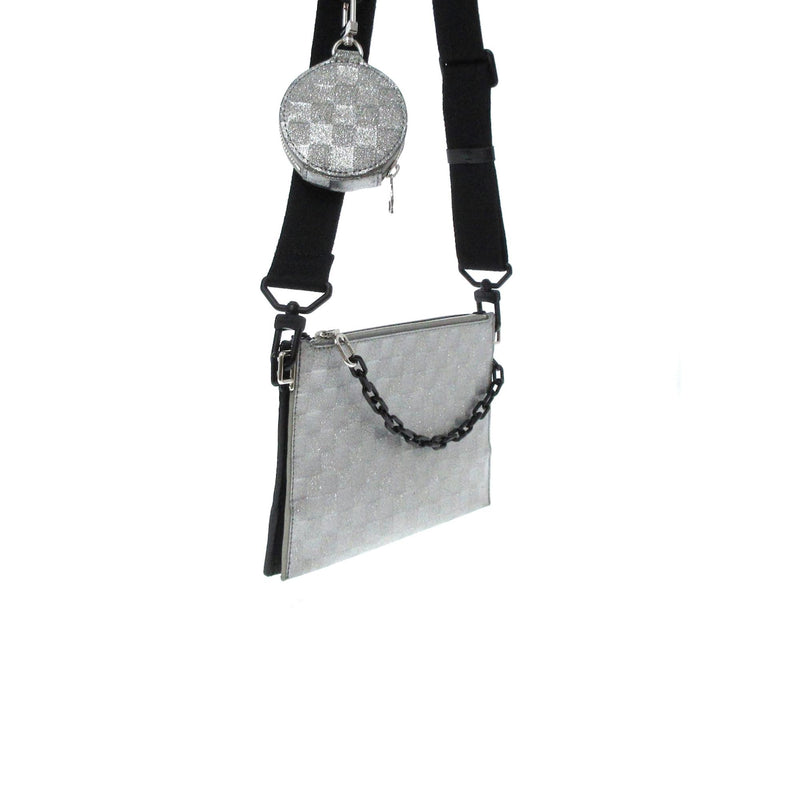 Louis Vuitton Silver Damier Glitter & Black Monogram Taurillon Sac