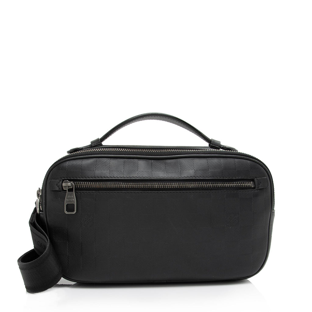Cross Body Bags Louis Vuitton Black Damier Infini Leather Ambler Crossbody Bum Bag 99LV74