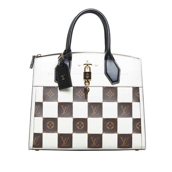 Louis Vuitton City Steamer Handbag Damier Tressage Monogram Canvas And  Leather Mm