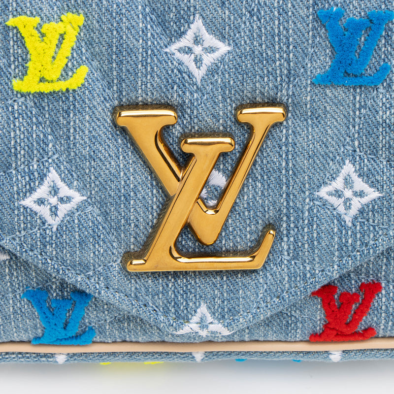 Louis Vuitton Denim New Wave Chain Pochette (SHF-PjBF2b)