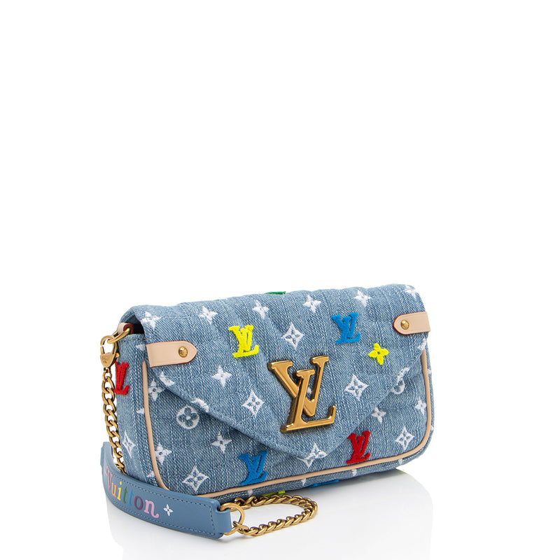 Louis Vuitton Denim New Wave Chain Pochette (SHF-PjBF2b)