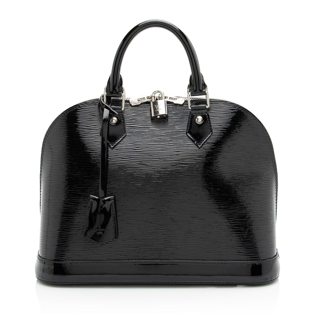 louis vuitton alma small model handbag in black patent epi leather