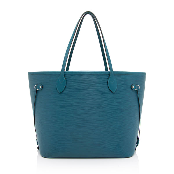 LOUIS VUITTON Cyan Epi Leather Neverfull MM Tote Bag