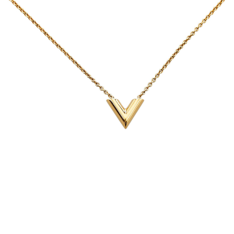 Louis Vuitton Necklace Women Essential V Gold LV Logo W/Storage