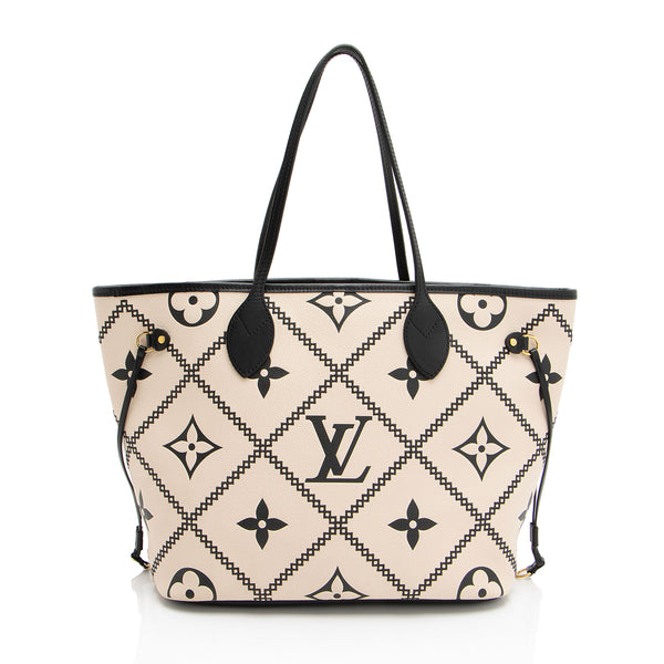 Louis Vuitton Giant Monogram Empreinte Broderies Neverfull MM Tote (SHF-seNj17)