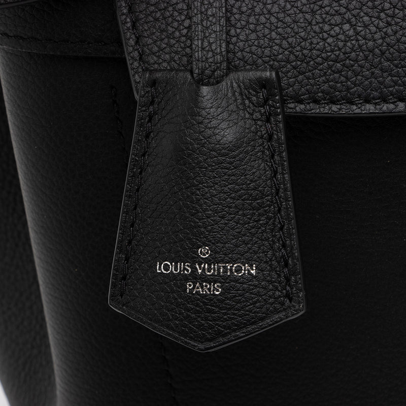 LOUIS VUITTON Lockme MM Leather Satchel Bag Black Top Handle
