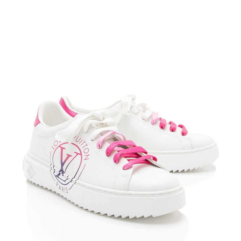 Louis Vuitton Leather Monogram Time Out Sneakers - Size 7.5 / 37.5 (SHF-wbAP69)