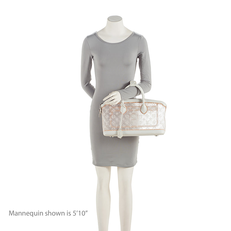 Louis+Vuitton+Lockit+East+West+Shoulder+Bag+White+Monogram+Transparent+Fabric+Leather  for sale online