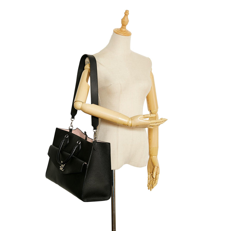Louis Vuitton Black Leather Tote MM Bag  Second Hand  Occasion  Vintega