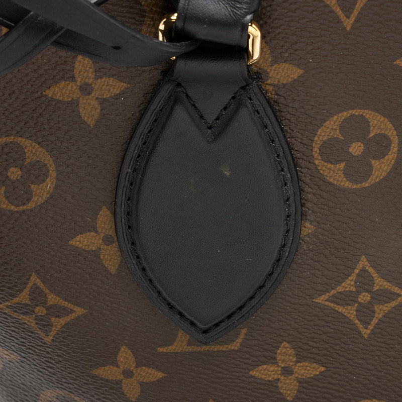 LOUIS VUITTON Louis Vuitton Monogram Flower Zip Tote MM Brown M44347  Women's Canvas Bag