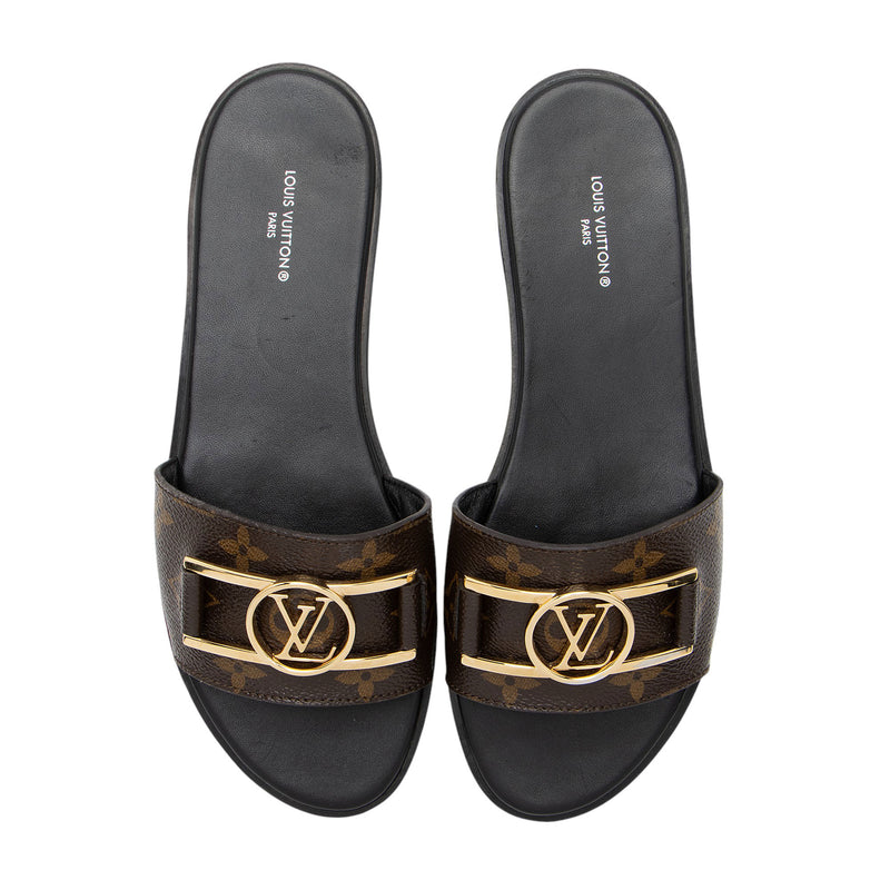 Louis Vuitton Monogram Canvas Lock It Flat Mules - Size 7.5 / 37.5 (SHF-aav8av)