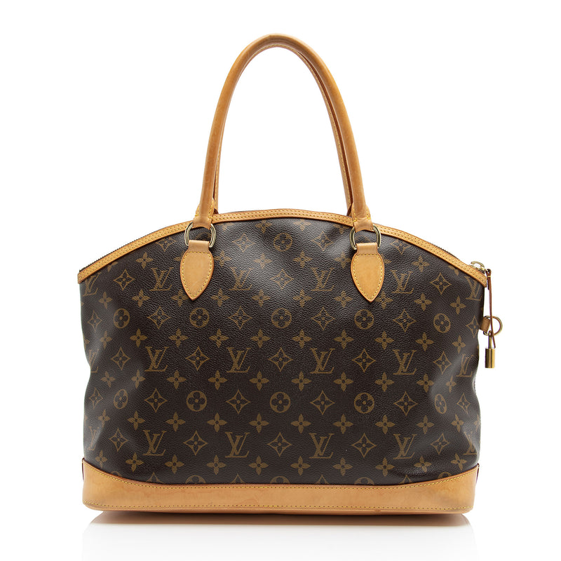 LOUIS VUITTON Lockit Horizontal Monogram Canvas Tote Bag Brown