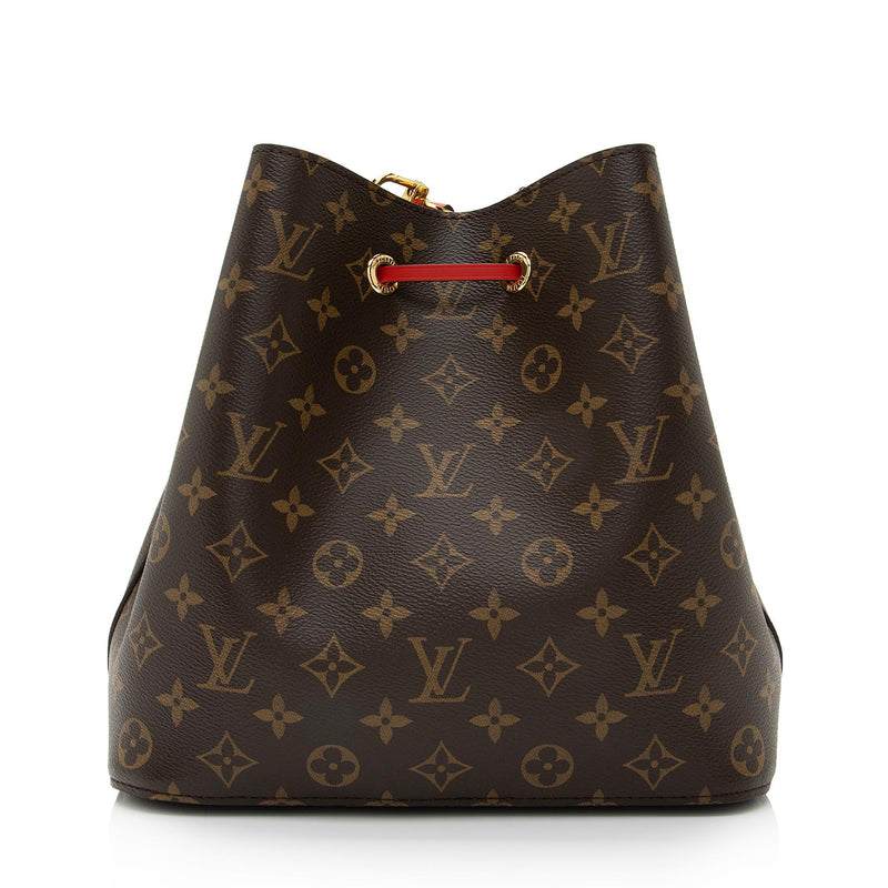 Louis Vuitton Brown Monogram Red Neonoe Bucket Bag Shoulder Tote