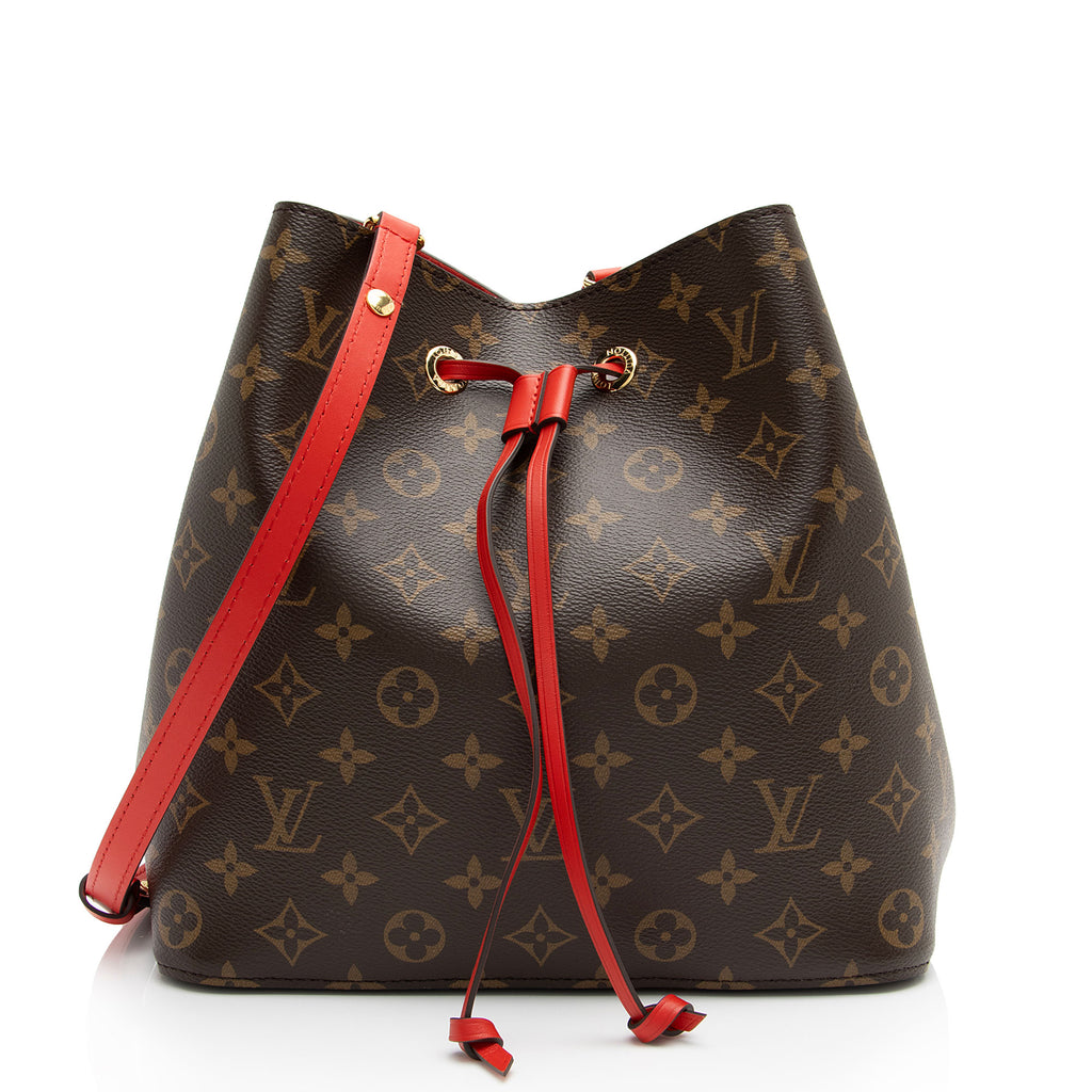 Louis Vuitton lv neonoe drawstring bag monogram with red