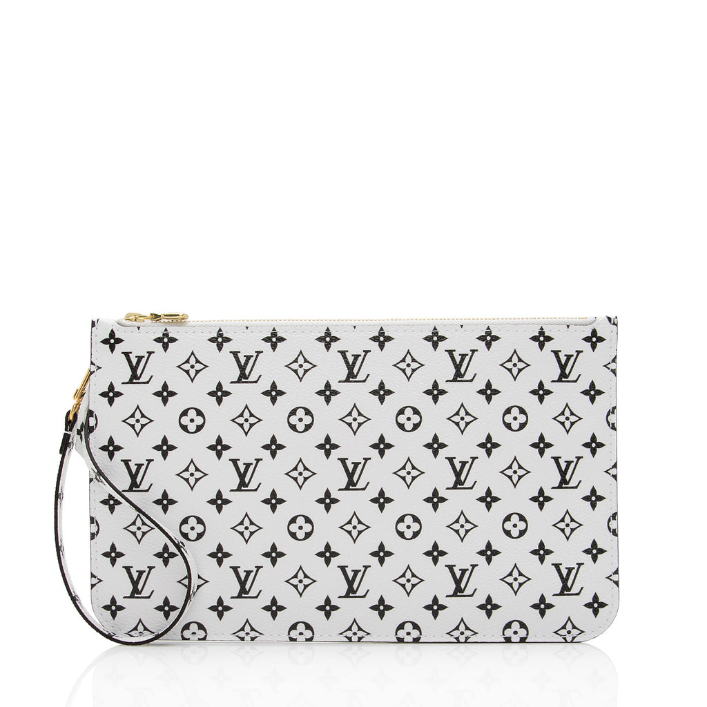 Louis Vuitton - Authenticated Neverfull Clutch Bag - Cloth White For Woman, Very Good condition