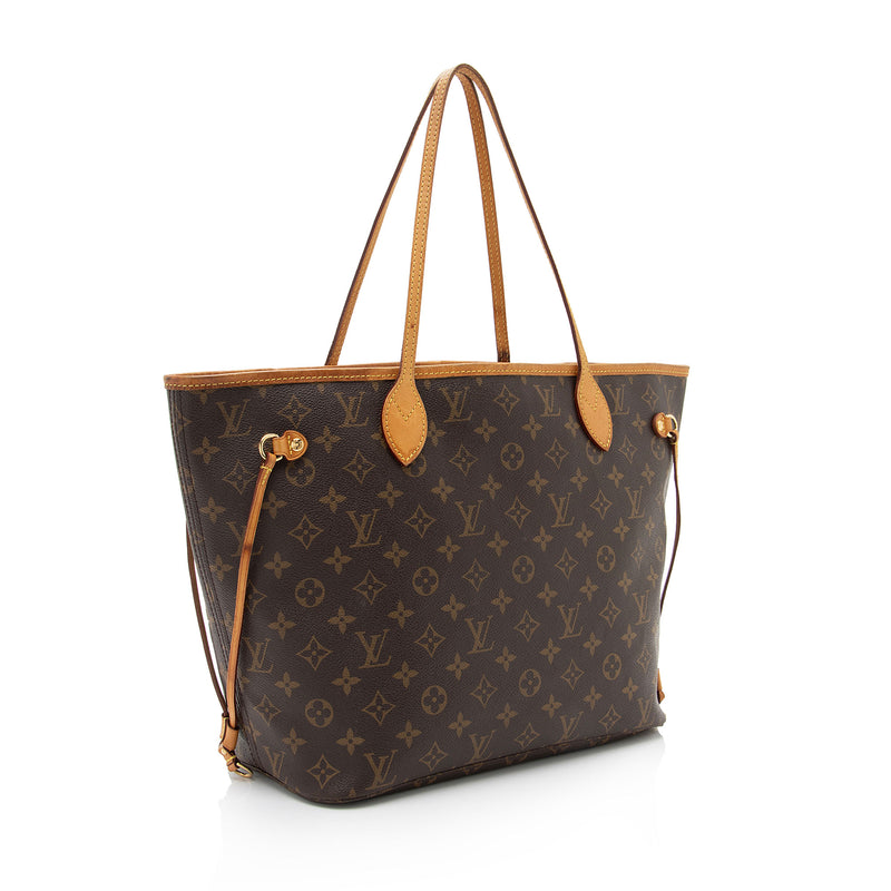 LOUIS VUITTON Neverfull MM Monogram Canvas Shoulder Bag Brown