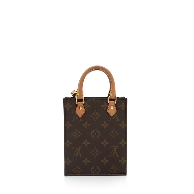 Louis Vuitton Petit Sac Plat Monogram Canvas Shoulder Bag Brown