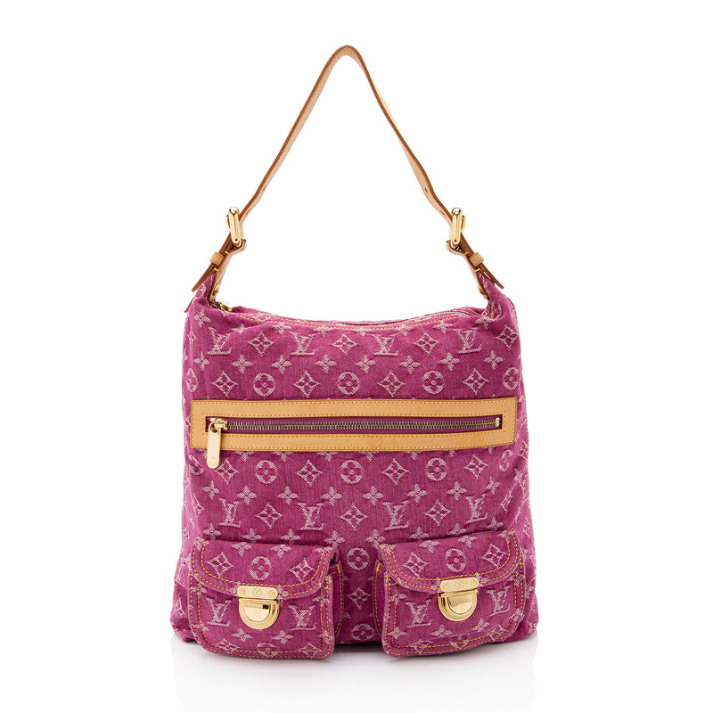 Vuitton Pink Denim Monogram Shoulder Bag