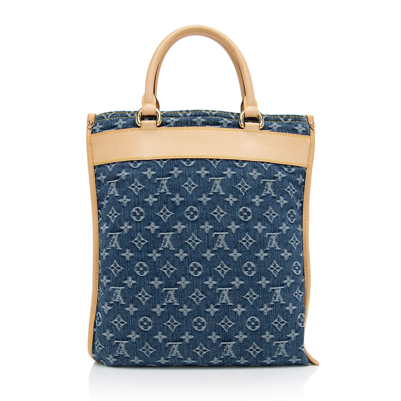 Louis Vuitton Blue, Pattern Print Monogram Denim Patchwork Neverfull Pouch