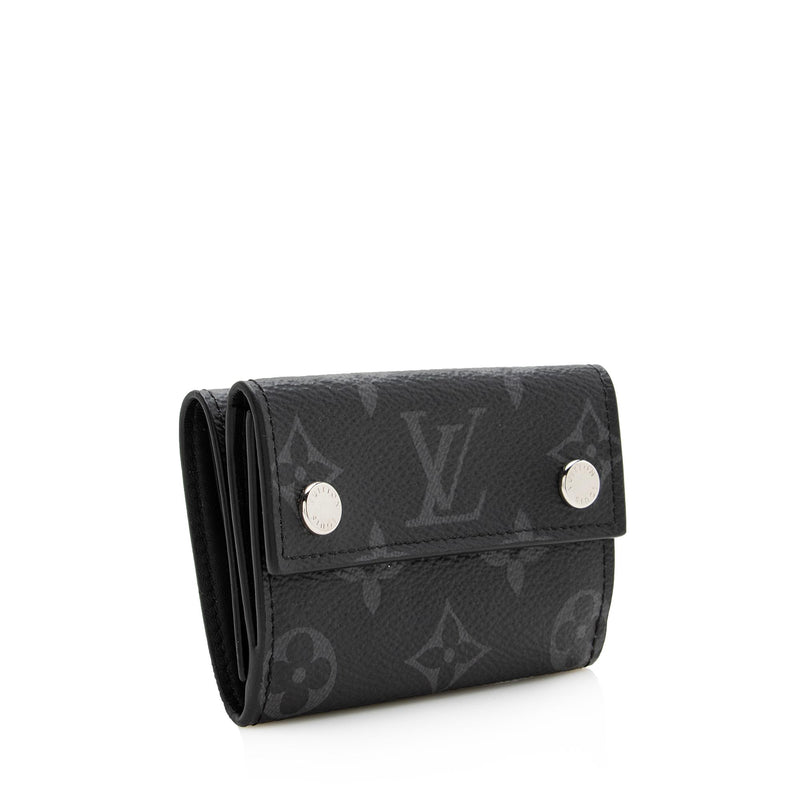 Louis Vuitton Black Mini Lin Canvas Trifold Compact Wallet Louis Vuitton