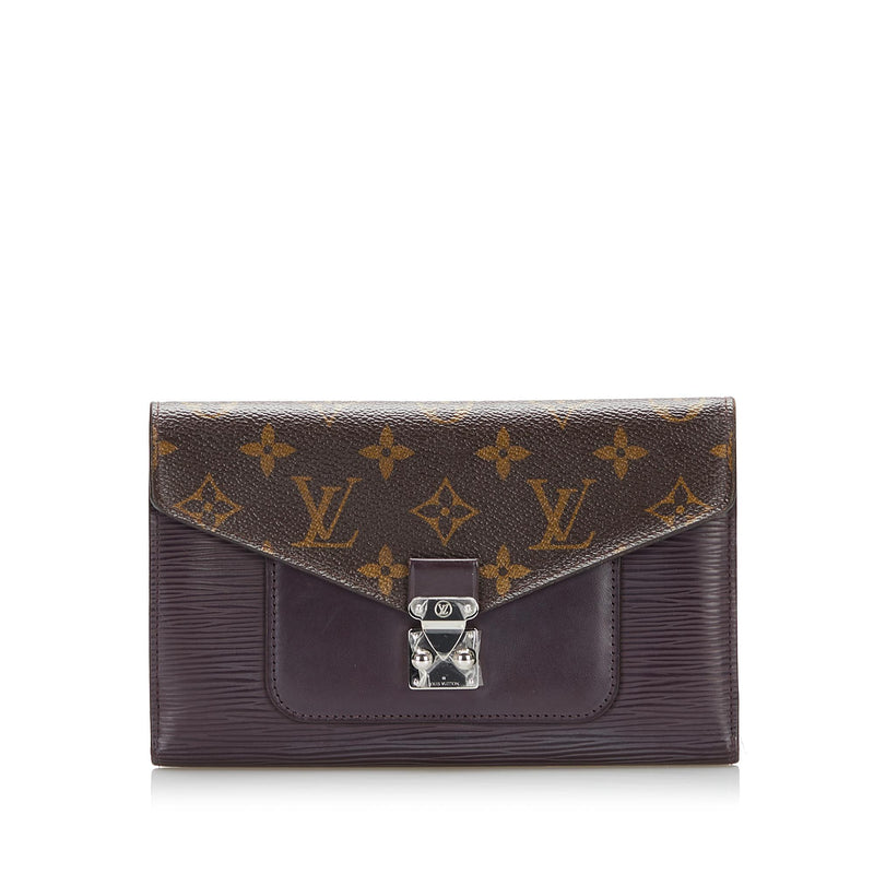Louis Vuitton Black EPI Leather Floral Twist Wallet Long Wallet