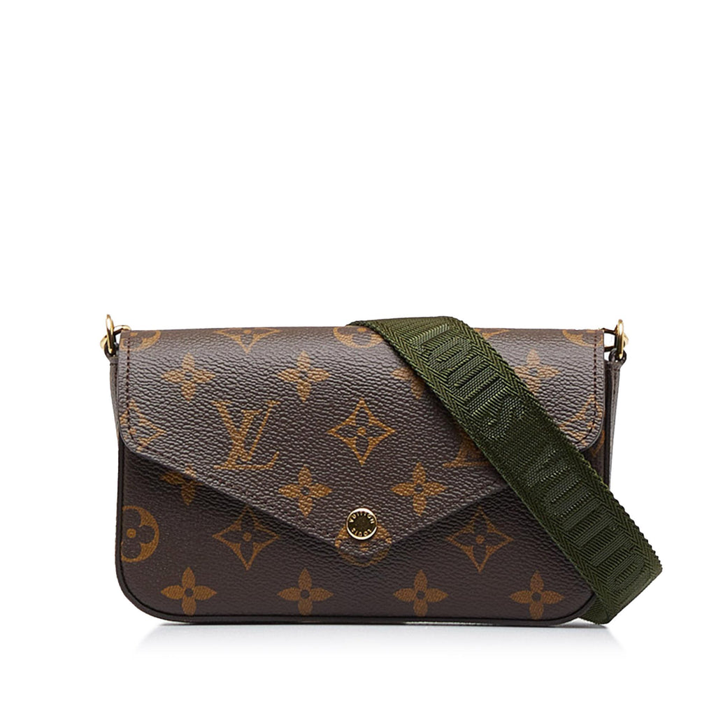 Louis Vuitton Monogram Felicie Strap & Go Kaki Card Holder / Charm