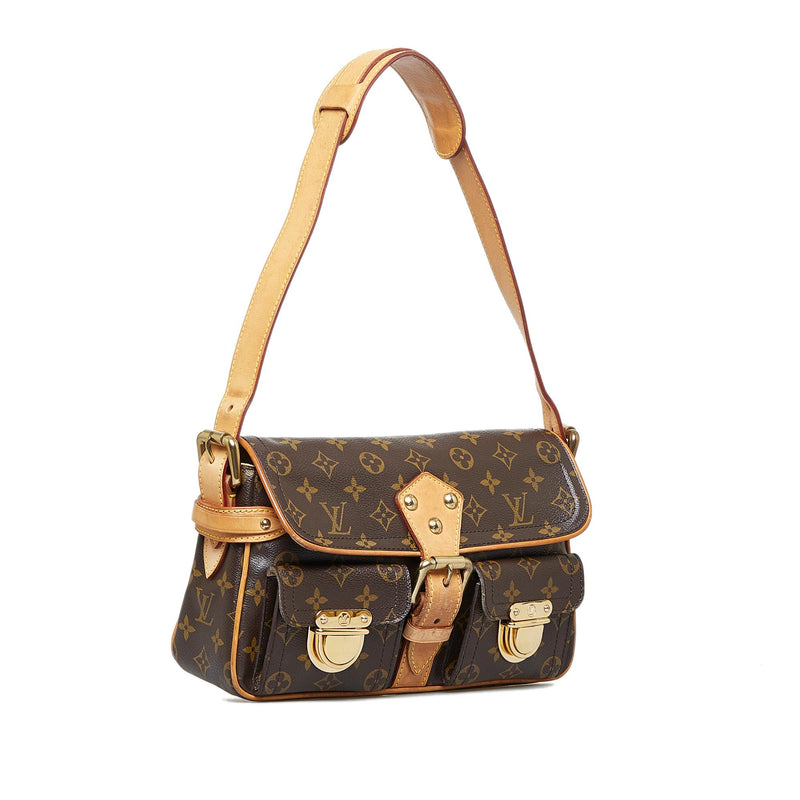 Louis Vuitton Handbag Hudson PM Monogram Canvas Shoulder Bag Gold Hardware  