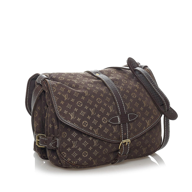 Louis Vuitton Saumur Handbag Mini Lin 30 Brown