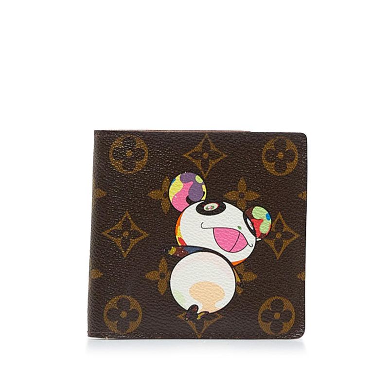 Lv x Murakami Panda Wallet - Brown