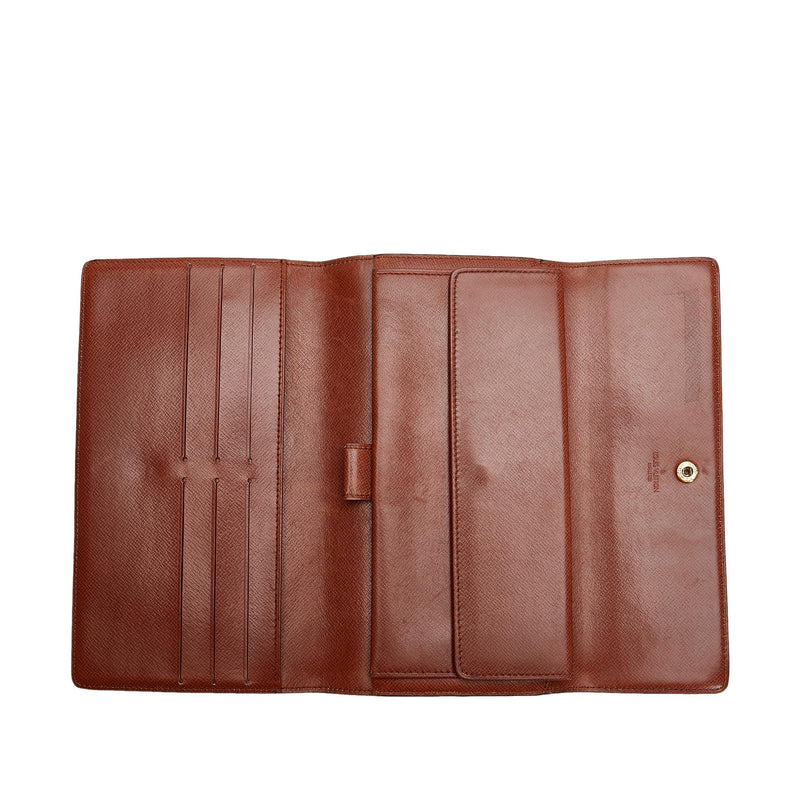 Louis Vuitton Red Epi Leather Porte Tresor Trifold Long wallet