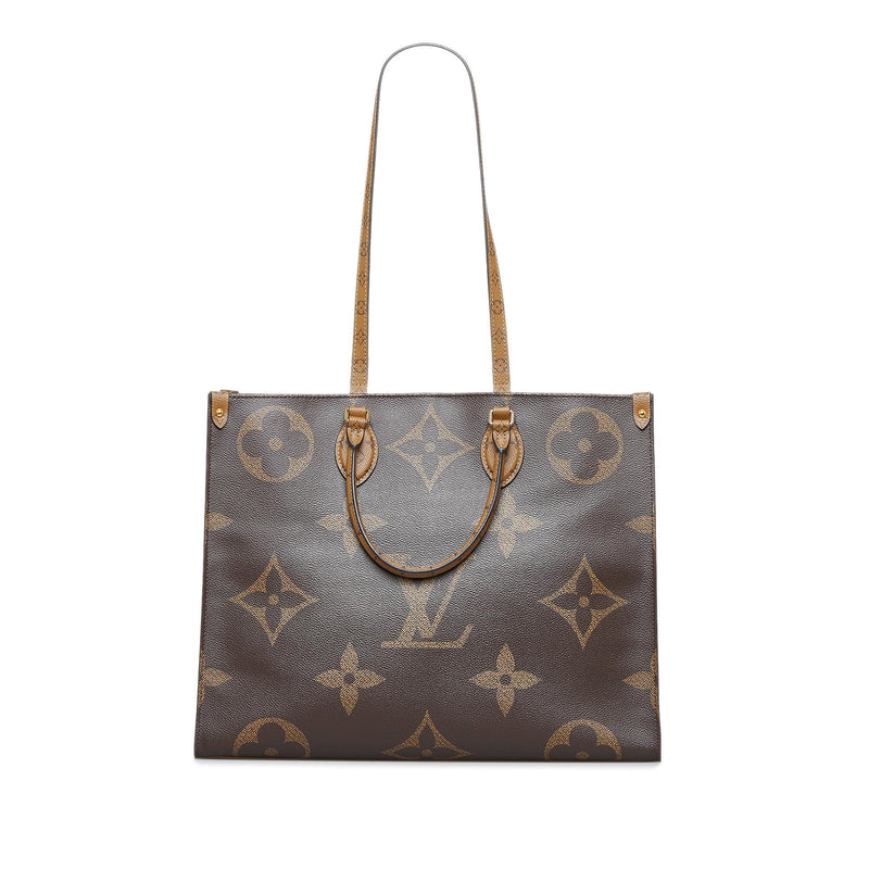 Louis Vuitton Tote OntheGo GM Bag Giant Reverse Monogram Tote Bag Added  Insert