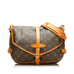 Louis Vuitton Brown, Pattern Print Monogram Saumur 25