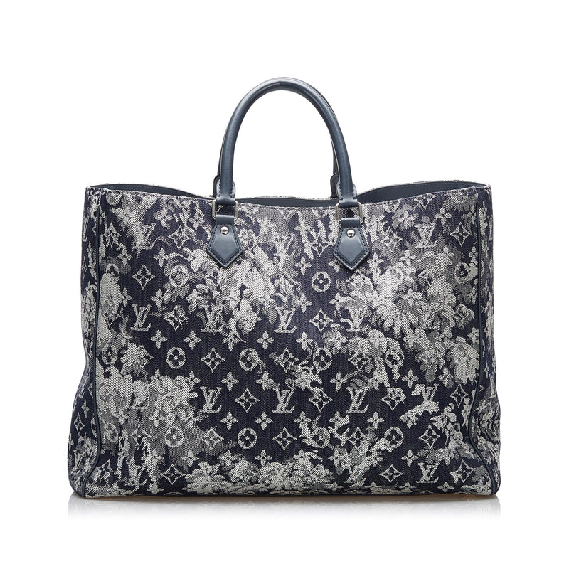 LOUIS VUITTON Authentic Women's Monet Pochette Pla Hand Bag Blue Zipper  Leather