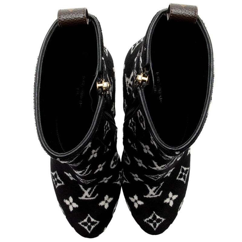 Louis Vuitton Neutrals Monogram Pattern Velvet Chelsea Boots It 37 | 7