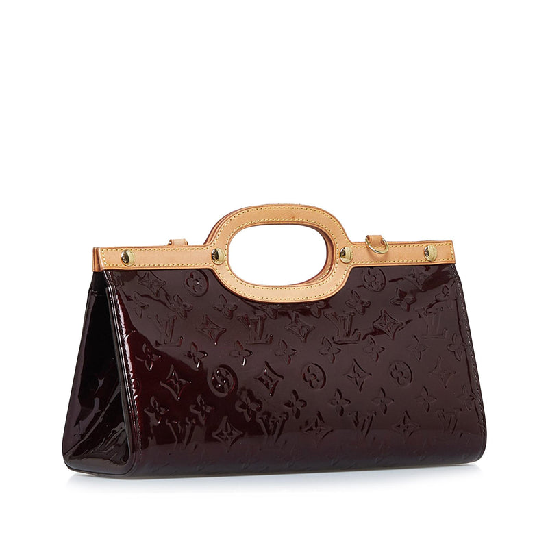 Authentic Louis Vuitton Amarante Monogram Vernis Leather Roxbury Drive Bag