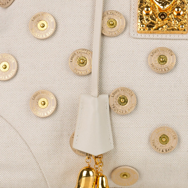 Louis Vuitton Brass Bowly Polka Dot Panama Bag (SHG-v0HWKI)