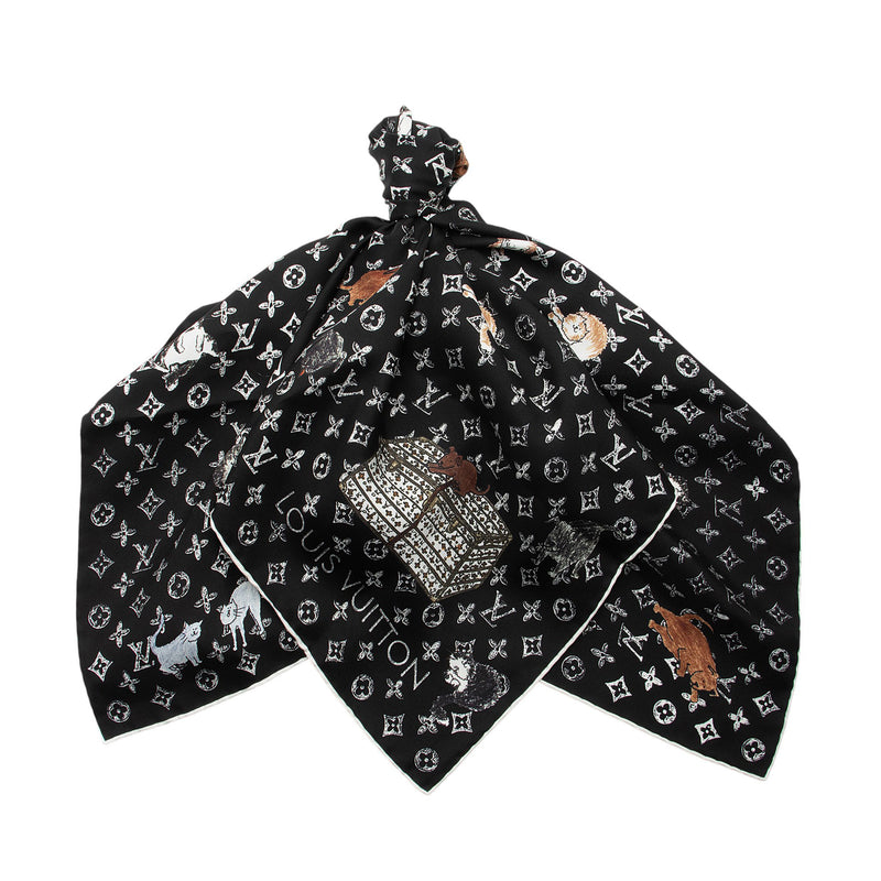 Louis Vuitton Silk Catogram 90cm Scarf (SHF-Ew9N4V)