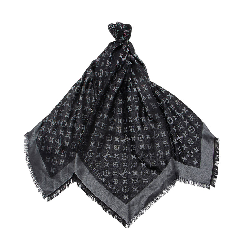 Louis Vuitton Silk Lurex Wool Monogram Shine Shawl (SHF-F0QPrS)