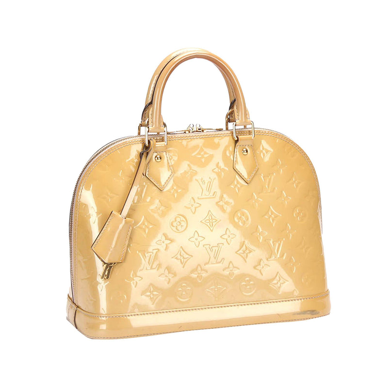 Authentic Louis Vuitton Yellow ALMA PM TOP Handle Bag in Epi Leather