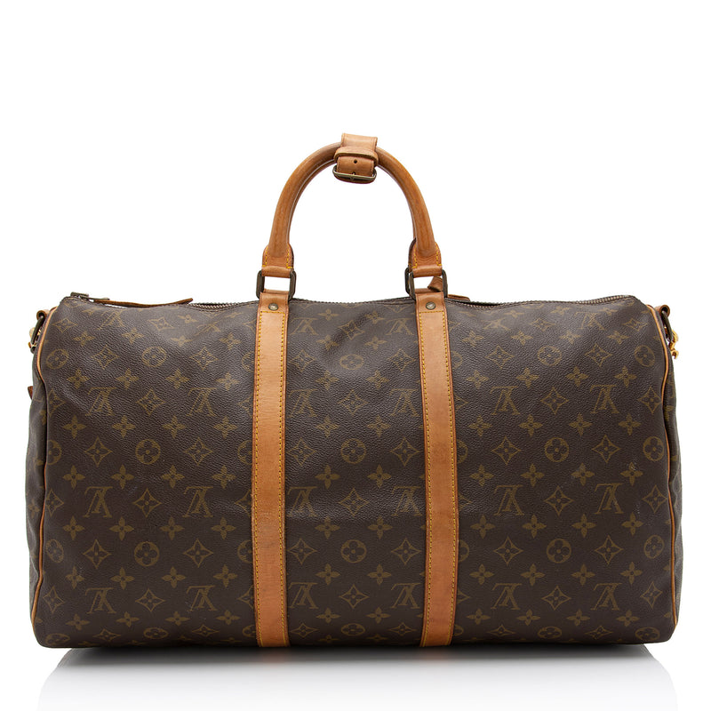 LEATHER Printed LOUIS VUITTON MONOGRAM KEEPALL BANDOULIERE DUFFLE