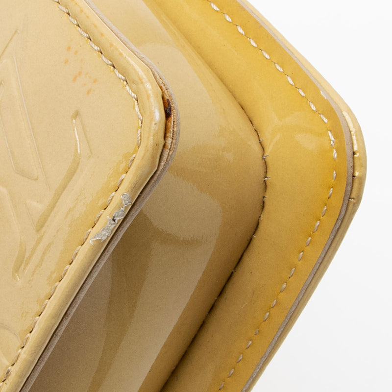 Louis Vuitton Yellow Monogram Vernis Fleur Pochette Brown Leather