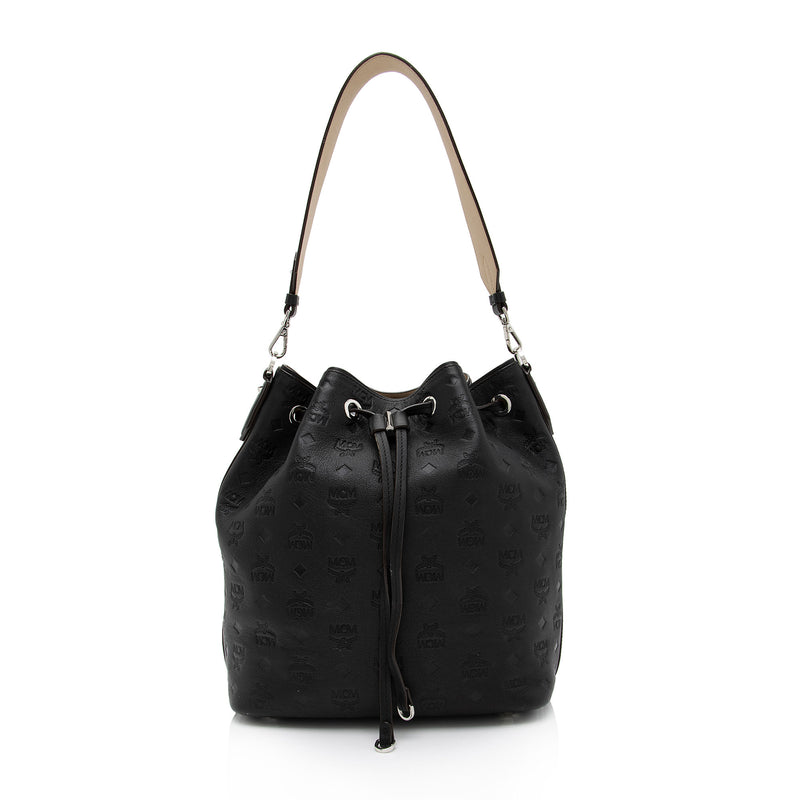 Mcm Small Aren Leather Messenger Bag - Black