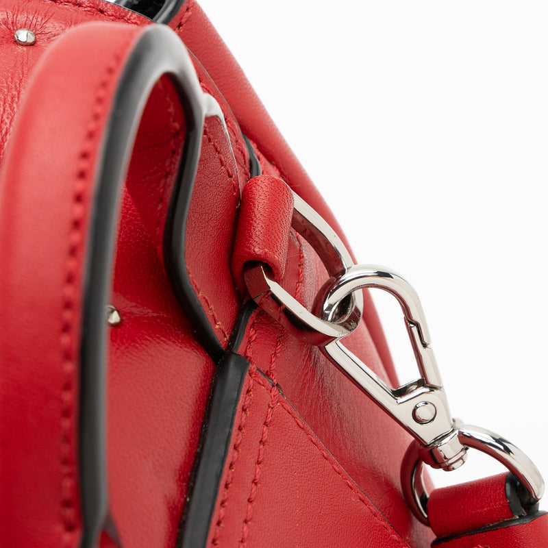 MCM Diamond Disco Studded Leather Crossbody Mini Bag, Red