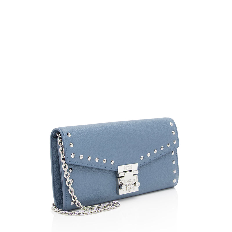 MCM Leather Studded Patricia Wallet on Chain (SHF-syFv4J)