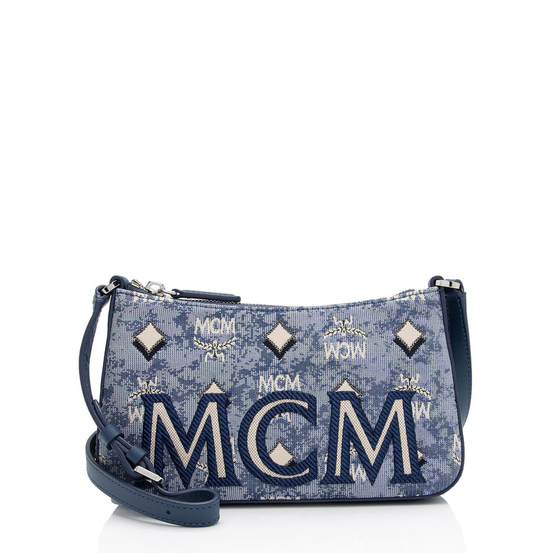 MCM Vintage Monogram Jacquard Aren Mini Shoulder Bag (SHF-0I6hfs)