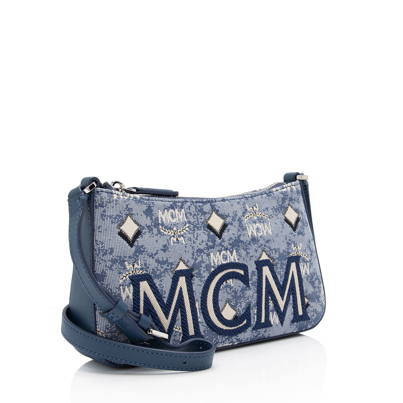 MCM Vintage Monogram Jacquard Aren Mini Shoulder Bag (SHF-0I6hfs)