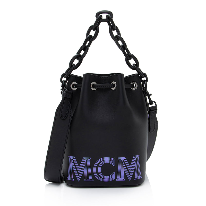 MCM Nappa Leather Aren Chain Mini Bucket Bag (SHF-4PI5hA)