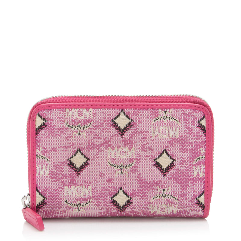 MCM Vintage Monogram Jacquard Zip Around Coin Pouch (SHF-tjc1tM)